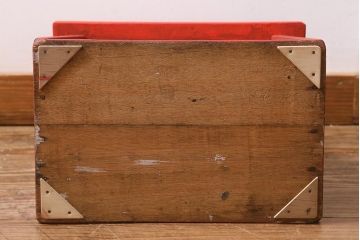 アンティーク雑貨　ペイント家具　ポップなカラーがおしゃれなレトロな踏み台(ステップ、飾り台、花台)(R-039874)