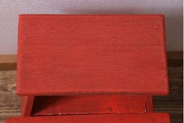 アンティーク雑貨　ペイント家具　ポップなカラーがおしゃれなレトロな踏み台(ステップ、飾り台、花台)(R-039874)