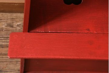 アンティーク雑貨　ペイント家具　ポップなカラーがおしゃれなレトロな踏み台(ステップ、飾り台、花台)(R-039874)