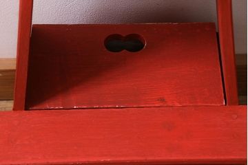 アンティーク雑貨　ペイント家具　ポップなカラーがおしゃれなレトロな踏み台(ステップ、飾り台、花台)(R-039874)