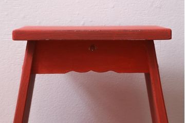 アンティーク雑貨　ペイント家具　ポップなカラーがおしゃれなレトロな踏み台(ステップ、飾り台、花台)(R-039874)