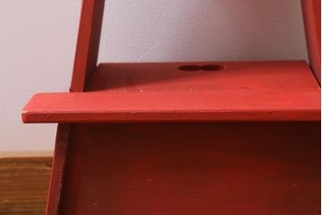アンティーク雑貨　ペイント家具　ポップなカラーがおしゃれなレトロな踏み台(ステップ、飾り台、花台)(R-039874)