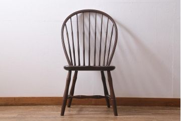 中古　松本民芸家具　ケヤキ材　上品でクラシカルな雰囲気漂うループバックチェアI(ダイニングチェア、椅子、板座チェア)(R-039875)