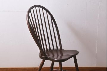 中古　松本民芸家具　ケヤキ材　上品でクラシカルな雰囲気漂うループバックチェアI(ダイニングチェア、椅子、板座チェア)(R-039875)