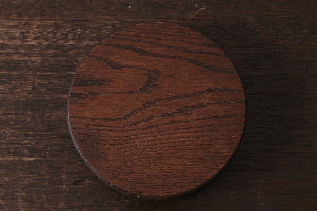 昭和レトロ雑貨　木製蓋　丸みを帯びたシルエットがレトロなガラス瓶(ガラスビン、角瓶)(R-039876)