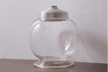 レトロ雑貨　昭和レトロ　丸いフォルムが可愛らしい地球瓶(ガラス瓶、ガラスビン)(R-039877)