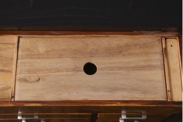 アンティーク雑貨　和製アンティーク　昭和初期　独特の杢目が存在感のある裁縫箱(ソーイングボックス、小引き出し)(R-039879)