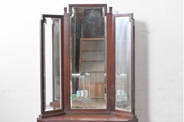 和製ヴィンテージ　昭和中期　アールデコデザインの三面鏡ドレッサー　(R-039881)