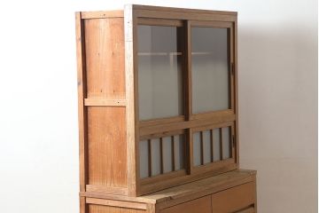 アンティーク家具　昭和中期　レトロな佇まいの作業台付き食器棚(収納棚、戸棚、キャビネット)(R-039892)