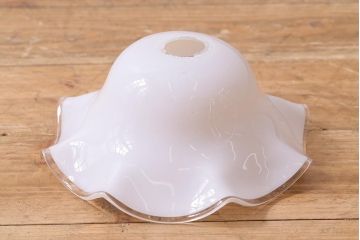 イギリスヴィンテージ照明　上品なフリルシェードのペンダントライト(ランプシェード、天井照明、吊り下げ照明、ビンテージ)(R-039907)