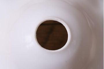 イギリスヴィンテージ照明　橙縁フリルが可愛いミルクガラスペンダントライト(ランプシェード、天井照明、吊り下げ照明、ビンテージ)(R-039911)