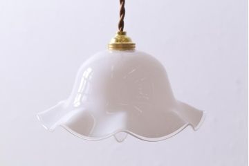 ヴィンテージ照明　イギリスビンテージ　上品なフリルシェードのペンダントライト(ランプシェード、天井照明、吊り下げ照明)(R-039919)