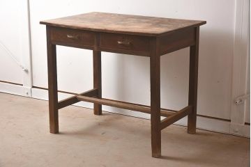アンティーク家具　和製アンティーク　昭和初期　栓材　レトロな佇まいが目を惹く平机(デスク、ワークデスク、在宅ワーク、在宅用)(R-039926)