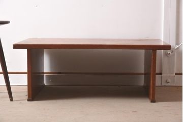 ヴィンテージ家具　和製ビンテージ　杉材突き板　味わい深い木目が印象的な座卓(ローテーブル、センターテーブル、リビングテーブル)(R-039927)