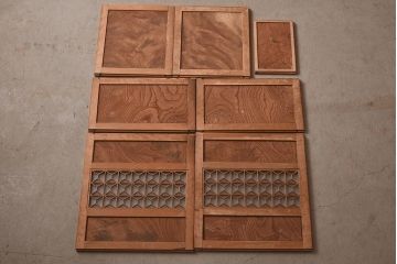 アンティーク家具　和製アンティーク　昭和初期　組子細工が目を惹く重ね水屋箪笥(関東水屋箪笥、食器棚、収納棚)(R-039929)