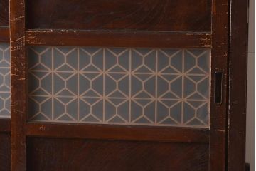 アンティーク家具　和製アンティーク　昭和初期　組子細工が目を惹く重ね水屋箪笥(関東水屋箪笥、食器棚、収納棚)(R-039929)