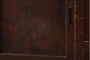 アンティーク家具　和製アンティーク　昭和初期　組子細工が目を惹く重ね水屋箪笥(関東水屋箪笥、食器棚、収納棚)(R-039929)