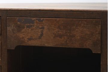 アンティーク家具　昭和初期　ナラ材　使い込まれた木の風合いが魅力の文机(両袖机、座机、ローテーブル)(R-039937)