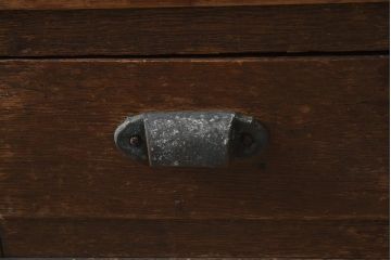 アンティーク家具　昭和初期　ナラ材　使い込まれた木の風合いが魅力の文机(両袖机、座机、ローテーブル)(R-039937)