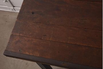 ヴィンテージ家具　アイアンフレーム　ジャンクな雰囲気が魅力の作業台(鉄脚テーブル、ビンテージ)(R-039938)