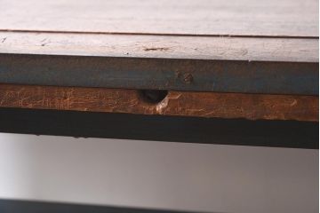 ヴィンテージ家具　アイアンフレーム　ジャンクな雰囲気が魅力の作業台(鉄脚テーブル、ビンテージ)(R-039938)