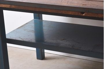 ヴィンテージ家具　アイアンフレーム　ジャンクな雰囲気が魅力の作業台(鉄脚テーブル、ビンテージ)(R-039938)