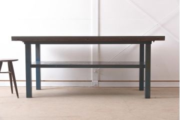 ヴィンテージ家具　アイアンフレーム　ジャンクな雰囲気が魅力の作業台(鉄脚テーブル、ビンテージ)(R-039938)