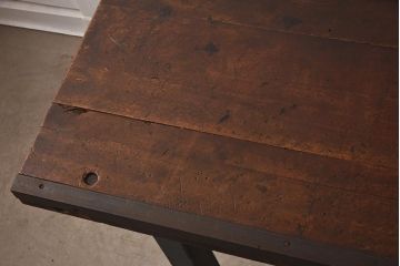 ヴィンテージ家具　アイアンフレーム　ジャンクな雰囲気が魅力の作業台(鉄脚テーブル、ビンテージ)(R-039939)