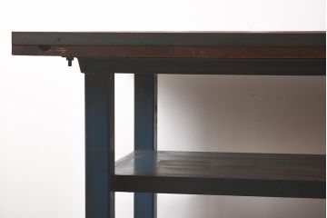 ヴィンテージ家具　アイアンフレーム　ジャンクな雰囲気が魅力の作業台(鉄脚テーブル、ビンテージ)(R-039939)