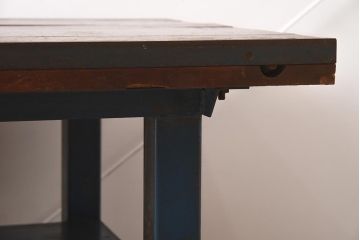 ヴィンテージ家具　アイアンフレーム　ジャンクな雰囲気が魅力の作業台(鉄脚テーブル、ビンテージ)(R-039939)