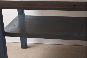 ヴィンテージ家具　アイアンフレーム　ジャンクな雰囲気が魅力の作業台(鉄脚テーブル、ビンテージ)(R-039939)