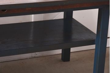 ヴィンテージ家具　アイアンフレーム　ジャンクな雰囲気が魅力の作業台(鉄脚テーブル、ビンテージ)(R-039939)