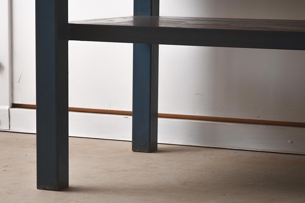 ヴィンテージ家具　アイアンフレーム　ジャンクな雰囲気が魅力の作業台(鉄脚テーブル、ビンテージ)(R-039939)