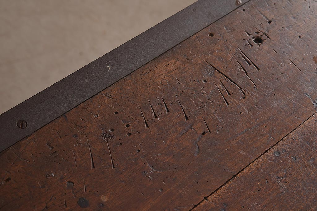 ヴィンテージ家具　アイアンフレーム　ジャンクな雰囲気が魅力の作業台(鉄脚テーブル、ビンテージ)(R-039940)