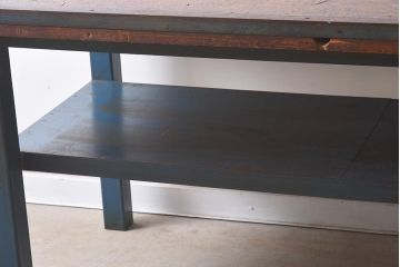 ヴィンテージ家具　アイアンフレーム　ジャンクな雰囲気が魅力の作業台(鉄脚テーブル、ビンテージ)(R-039940)