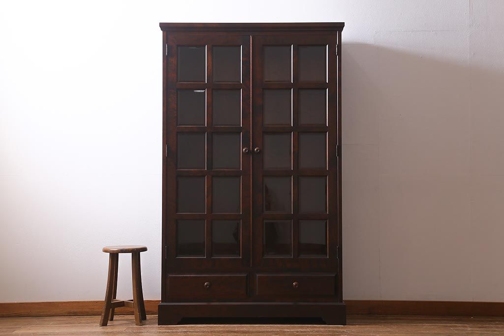 中古　北海道民芸家具　#115　落ち着きのある佇まいが魅力のブックケース(本箱、収納棚、戸棚)(R-039944)