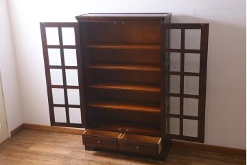 中古　北海道民芸家具　#115　落ち着きのある佇まいが魅力のブックケース(本箱、収納棚、戸棚)(R-039944)