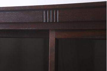 アンティーク家具　ガラス引き戸　シックな空間にも似合うシンプルな重ね戸棚(収納棚、戸棚、キャビネット)(R-039946)