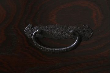 中古　筑後民芸家具　天板リメイク・厚い栗材　重厚感のある佇まいが魅力のサイドボード(収納棚、食器棚、テレビボード)(R-039947)