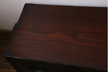 アンティーク家具　明治大正期　前板桐材　隠し付き　古い物ならではの渋さが格好いい重ね箪笥(時代箪笥、衣装箪笥、チェスト、テレビ台、桐箪笥、桐たんす)(R-039949)