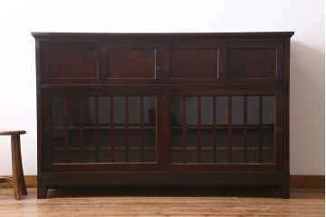 中古　筑後民芸家具　脚付リメイク　和モダンスタイルを高めるサイドボード(戸棚、キャビネット)(R-039955)