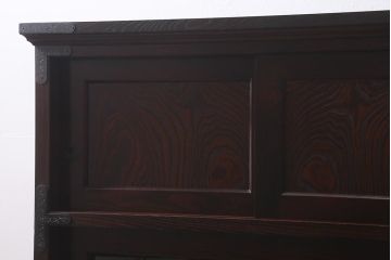 中古　筑後民芸家具　脚付リメイク　和モダンスタイルを高めるサイドボード(戸棚、キャビネット)(R-039955)