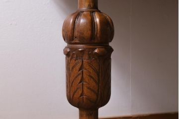 アンティーク家具　イギリスアンティーク　オーク材　ブルボーズレッグが目を引くドローリーフテーブル(エクステンションテーブル、ダイニングテーブル)(R-039960)