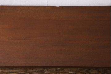 アンティーク家具　和製アンティーク　昭和中期　天板一枚板　リメイク　メンズライクにおすすめな鉄脚ベンチ(板座チェア、椅子)(R-039961)