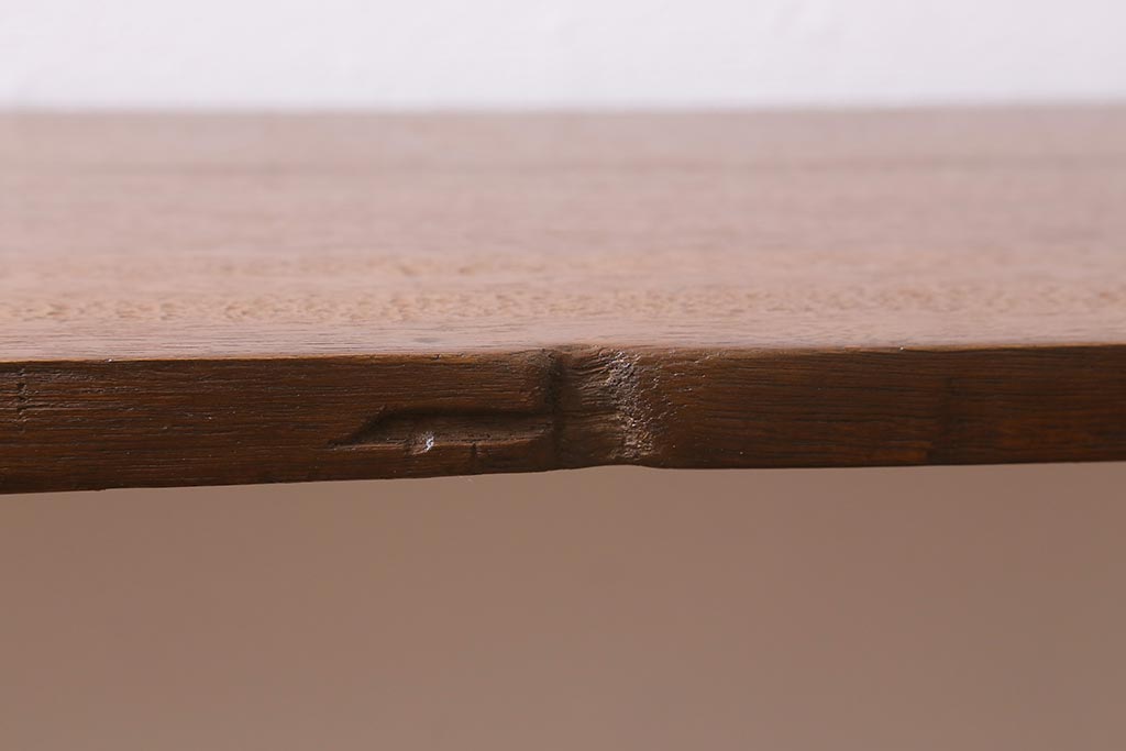 アンティーク家具　和製アンティーク　昭和中期　天板一枚板　リメイク　メンズライクにおすすめな鉄脚ベンチ(板座チェア、椅子)(R-039961)