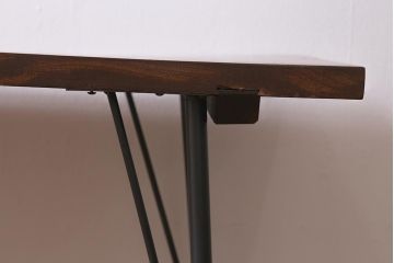 アンティーク家具　古材リメイク　ケヤキ材一枚板　ダイナミックな木目が魅力の鉄脚テーブル(コンソールテーブル、作業台)(R-039962)