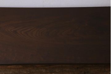 アンティーク家具　古材一枚板リメイク　朴の木　使いこまれた木肌が味わい深い鉄脚テーブル(コンソールテーブル、作業台)(R-039963)