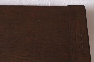 アンティーク家具　古材一枚板リメイク　朴の木　使いこまれた木肌が味わい深い鉄脚テーブル(コンソールテーブル、作業台)(R-039963)