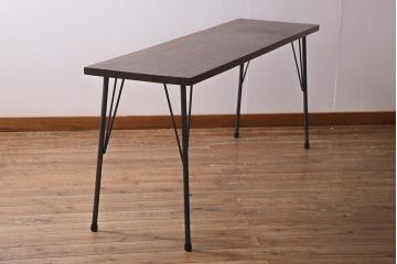 アンティーク家具　古材一枚板リメイク　ラワン材　空間をお洒落に演出する鉄脚テーブル(コンソールテーブル、作業台)(R-039964)