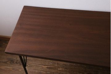 アンティーク家具　古材一枚板リメイク　ラワン材　空間をお洒落に演出する鉄脚テーブル(コンソールテーブル、作業台)(R-039964)